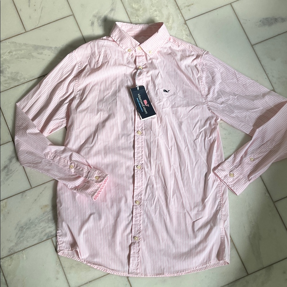 Vineyard Vines Boy’s Light Pink Striped Button Down Shirt